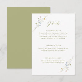 Information om Whimsical Pastel Wildblomme Bröllop Tilläggskort