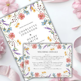 Information om Whimsical Wildblommor Garden Weddin Tilläggskort