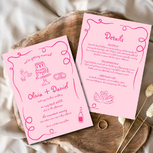 Information om Whimsique Hand plockade Shock rosa Inbjudningar