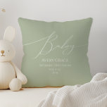 Information om Whimsique Sage Grönt Baby Kudde<br><div class="desc">Vi presenterar vår vismliga sage grönt baby, dekorativ kudde, perfekt för er enkla, moderna boho firande vilken årstid som helst! Den här kudden har en boho-chic, gender-neutralt-vibe med elegantens kalligrafi och en delikat minimalistisk design, som skapar den perfekt för både flickor och pojkar. Dessutom är det redigerbart, så att du...</div>