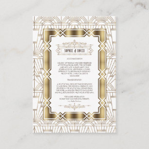 Information om White Guld Art Deco Gatsby 1920-tal Tilläggskort