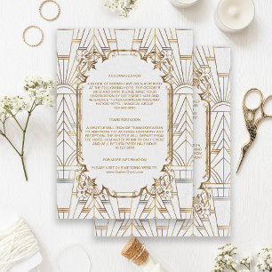 Information om White Guld Underbar Gatsby Art Deco Tilläggskort