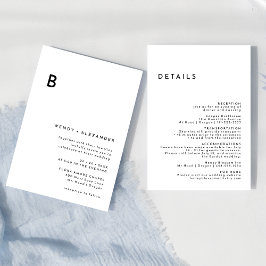 Information om White Modern Bold Monogram Bröllop Inbjudningar