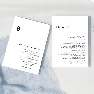 Information om White Modern Bold Monogram Bröllop  Inbjudningar