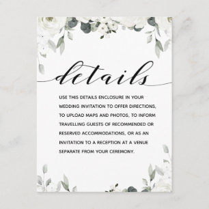 Information om White Peony Greenery Bröllop Tilläggskort