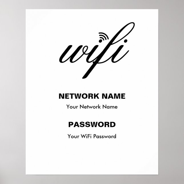 Information om Wi-Fi med anpassningsbar och löseno Poster (Framsidan)