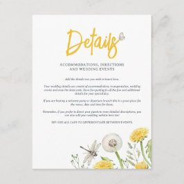 Information om WildblomDandelion Garden Wedding Tilläggskort