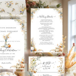Information om Wildblomma Rustic Autumn Pumpkin Br Inbjudningar