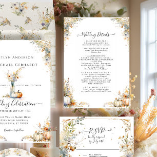 Information om Wildblomma Rustic Autumn Pumpkin Br Inbjudningar