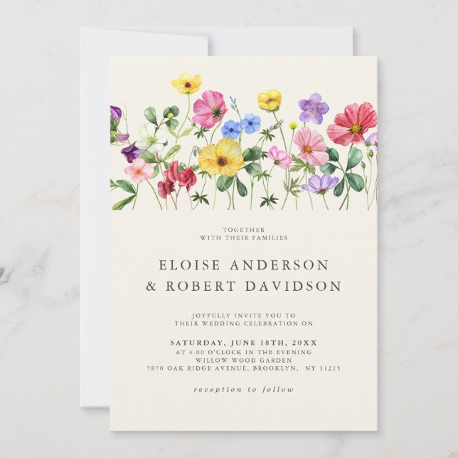 Information om Wildblomma Rustic Chic Boho Blommig Inbjudningar (Framsida)