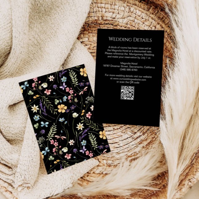 Information om Wildblommor Black Blommigt Bröllop Tilläggskort (Skapare uppladdad)