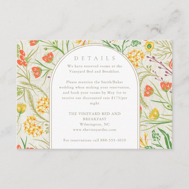 Information om Wildbloms Vild Meadow Bröllop Tilläggskort (Framsida)