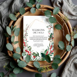 Information om Winter Berries Botanical Greenery B Tilläggskort<br><div class="desc">Med ett delikat guld-geometriskt ram som omger en lush vattenfärgkrans med pulserande röda bär,  och grönt,  kombinerar denna design säsong charm med tidlös elegans. Den klassiska serif- och festive red-typografin skapar en sofistikerad perfekt och helgdag cheer,  skapar den perfekt för jultemat bröllop.</div>