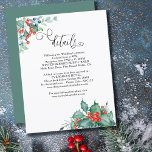 Information om Winter Berries och Holly Bröllop Tilläggskort<br><div class="desc">Kortet för förslutning för vinbär med bröllop med vattenfärg och kalligrafi för elegant. Den här konstruktionen har vinterbär, holly, gräs och evergreen grey. Ett vackert val för ett vinterbröllop eller jul bröllop. Bläddra i min vinterbärsamling för att hitta matchande artiklar eller meddela mig om du vill skapa de mallar du...</div>
