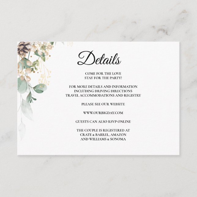 Information om Winter Guld Blommigt-hölje Tilläggskort (Framsida)