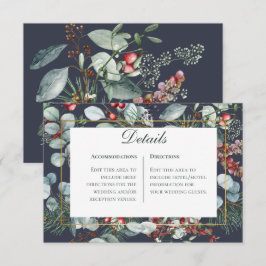 Information om Winter jul Greenery Navy Bröllop Tilläggskort