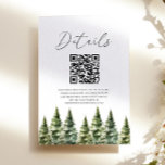 Information om Winter Snowy Gräs Träd QR Code Bröl Tilläggskort<br><div class="desc">Det här är ett minimalistiskt Winter Snowy Gräs QR Code Bröllop-informationskort för Träd.</div>