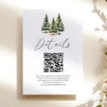 Information om Winter Snowy Gräs Träd QR Code Bröl Tilläggskort<br><div class="desc">Det här är ett minimalistiskt Winter Snowy Gräs QR Code Bröllop-informationskort för Träd.</div>