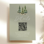 Information om Winter Snowy Gräs Träd QR Code Bröl Tilläggskort<br><div class="desc">Det här är ett kort med information om QR-koden Bröllop för Winter Snowy Gräs Träd,  som är en minimalistisk Grönt.</div>