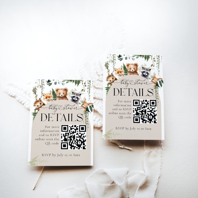 Information om Woodland Modern Baby Shower QR-kod Tilläggskort (Skapare uppladdad)