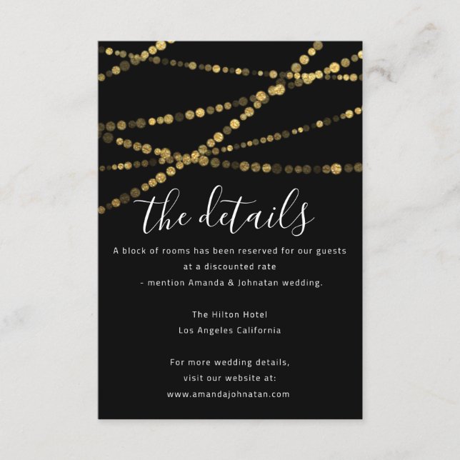 Informationsbilaga Bröllopsdetaljer Guld Tilläggskort (Framsida)