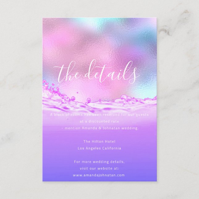 Informationsbilaga Bröllopsdetaljer Pasteller Tilläggskort (Framsida)