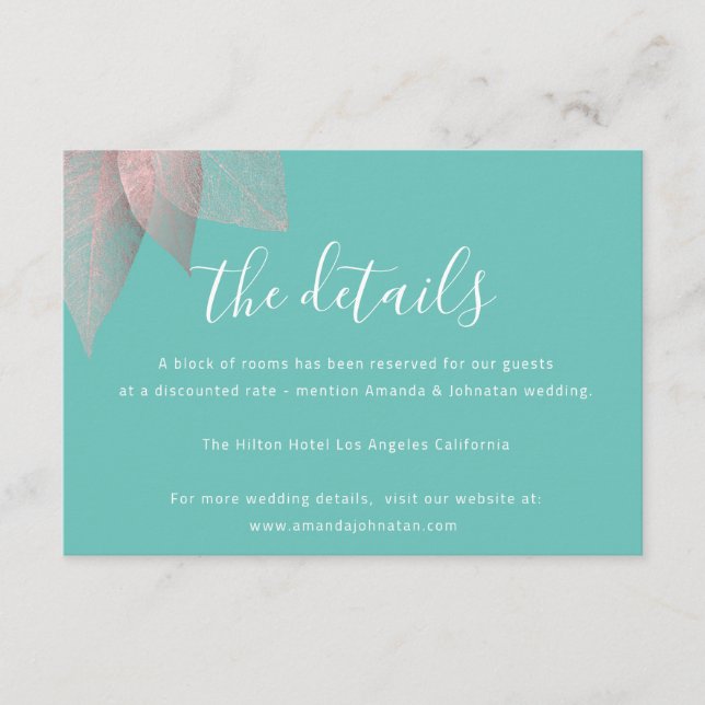 Informationsbilaga Bröllopsdetaljer Tilläggskort (Framsida)