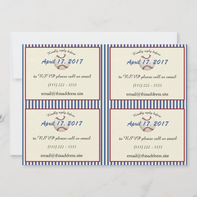 Informationscertifikat för baseball DIY Inbjudningar (Framsida)