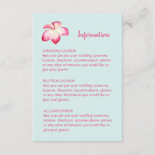 Informationscertifikat för Tropical Plumeria Bröll Tilläggskort