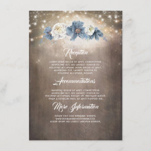 Informationsgäst för Dusty Blue Blommigt Rustic Br Tilläggskort