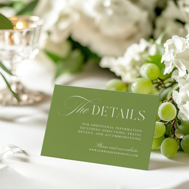 Informationshöljekort för Sage Grönt Bröllop Tilläggskort (Sage Green Wedding Information Enclosure Card)