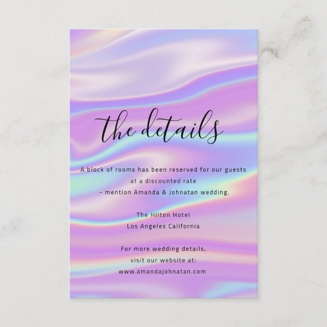Informationshöljkort Bröllop Hologragrafisk Tilläggskort (Framsida)
