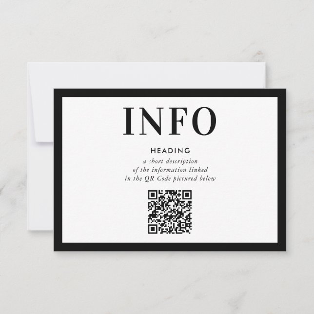 INFORMATIONSINFOGA - modern svart QR-kod Inbjudningar (Framsida)