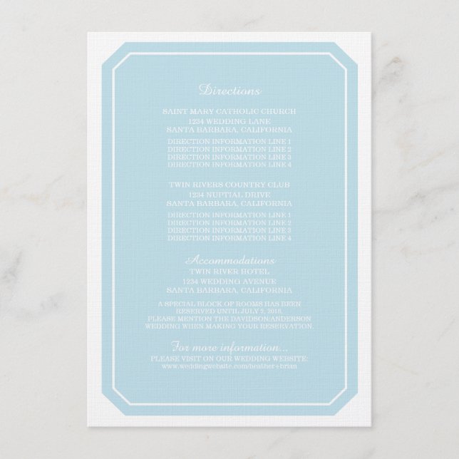 Informationskort för blå Elegant Tilläggskort (Framsida)