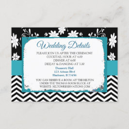 Informationskort för blå och svart Bröllop Tilläggskort