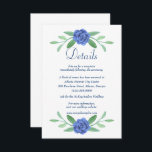 Informationskort för Blue Blommigt Greenery Foliag<br><div class="desc">Att ta med all information om din bröllopsdag är en viktig del av din bröllopsinbjudan. Att lägga till mottagningskort eller informationskort tillsammans med din bröllopsinbjudan är rätt sätt att kommunicera information om din post-ceremoni firande,  hotellinformation och mycket annat.</div>