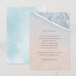 Informationskort för Blue Ocean & Sandy Beach Wedd Inbjudningar
