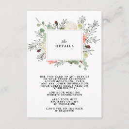 informationskort för boho blommigt bröllop tilläggskort