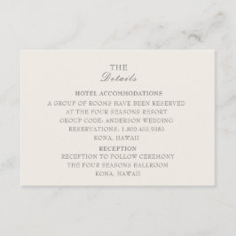 Informationskort för Ecru Bröllop Tilläggskort