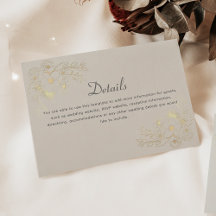 Informationskort för elfenben och Guld Blommigt Br