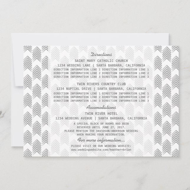 Informationskort för grått-stampilar inbjudningar (Framsida)