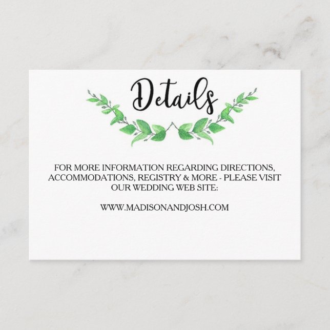 Informationskort för grönt Löv Tilläggskort (Framsida)