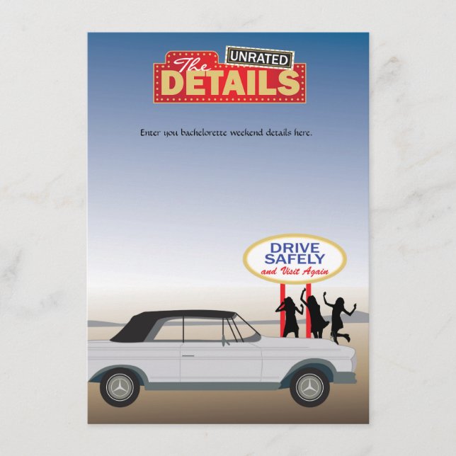 Informationskort för Las Vegas Bachelorette Tilläggskort (Framsida)