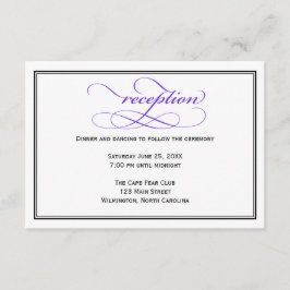 Informationskort för lila-skript-bröllop tilläggskort