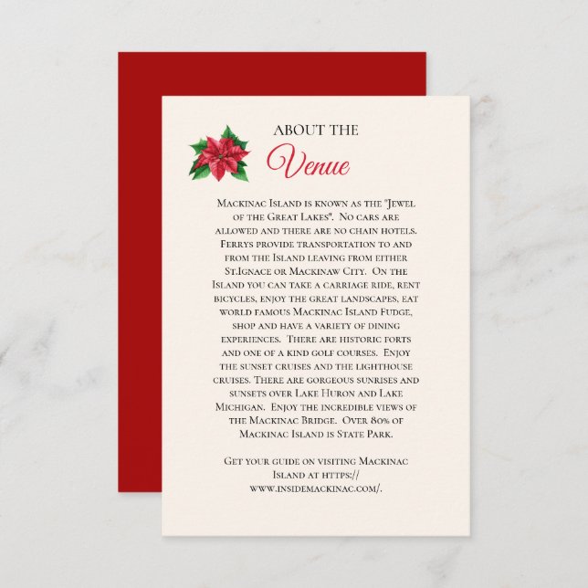 Informationskort för Mackinaw Island Bröllop OSA Kort (Fram/baksida)
