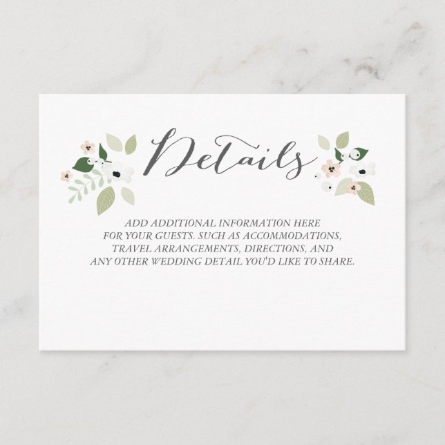 Informationskort för Meadow Blooms Tilläggskort (Framsida)