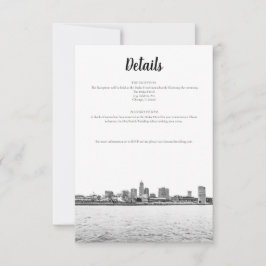 Informationskort för monokrom Cleveland Skyline Inbjudningar