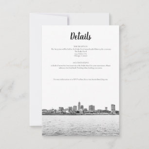 Informationskort för monokrom Cleveland Skyline Inbjudningar