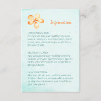 Informationskort för öar Plumeria Bröllop