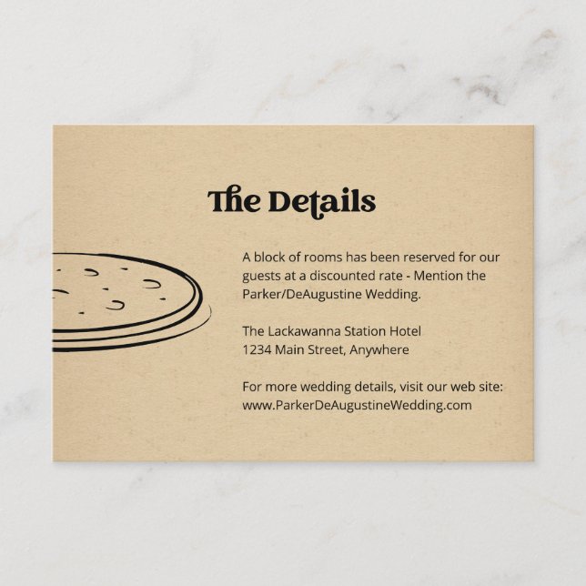 Informationskort för Pizza Bröllop Tilläggskort (Framsida)